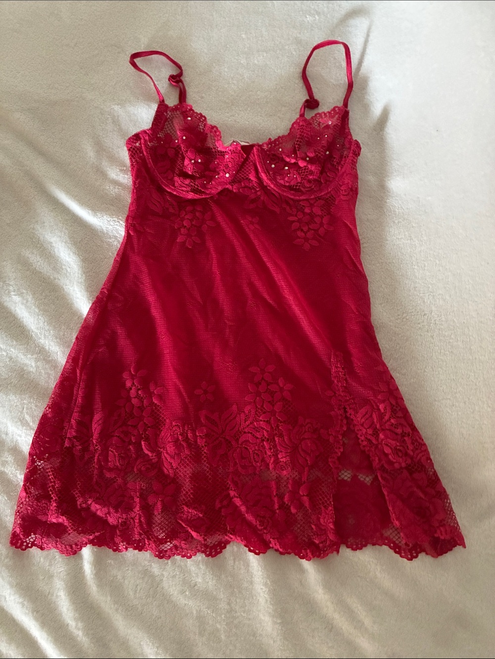 Red Lace Chemise Nightdress - Women Intimates